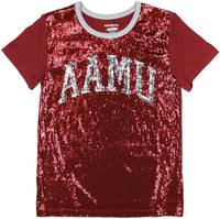 Big Boy Alabama A&M Bulldogs S7 Womens Sequins Tee [Maroon]