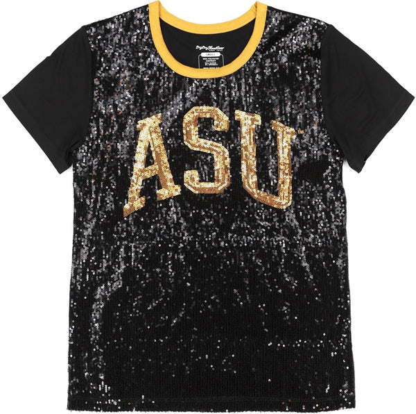 Big Boy Alabama State Hornets S7 Womens Sequins Tee [Black]