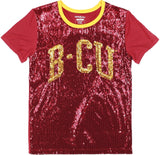 Big Boy Bethune-Cookman Wildcats S7 Womens Sequins Tee [Maroon]