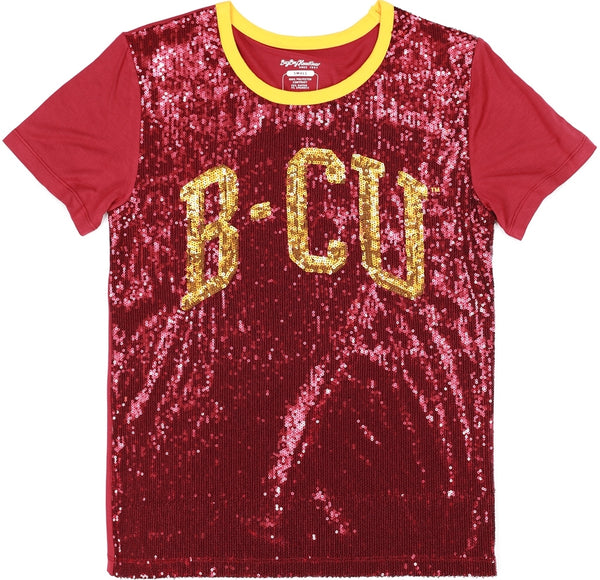 Big Boy Bethune-Cookman Wildcats S7 Womens Sequins Tee [Maroon]