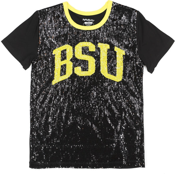 Big Boy Bowie State Bulldogs S7 Womens Sequins Tee [Black]