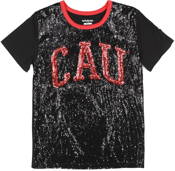 Big Boy Clark Atlanta Panthers S7 Womens Sequins Tee [Black]