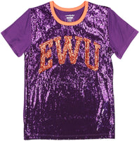 Big Boy Edward Waters Tigers S7 Womens Sequins Tee [Purple]