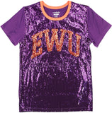 Big Boy Edward Waters Tigers S7 Womens Sequins Tee [Purple]