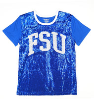 Big Boy Fayetteville State Broncos S7 Womens Sequins Tee [Royal Blue]