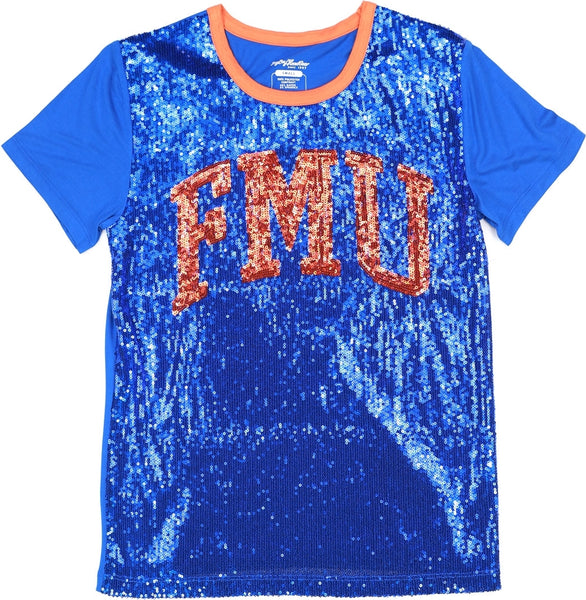 Big Boy Florida Memorial Lions S7 Womens Sequins Tee [Royal Blue]