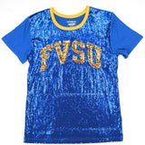 Big Boy Fort Valley State Wildcats S7 Womens Sequins Tee [Royal Blue]