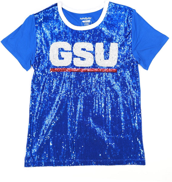 Big Boy Georgia State Panthers S7 Womens Sequins Tee [Royal Blue]