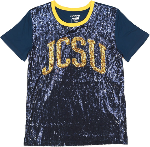 Big Boy Johnson C. Smith Golden Bulls S7 Womens Sequins Tee [Navy Blue]