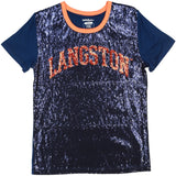 Big Boy Langston Lions S7 Womens Sequins Tee [Navy Blue]