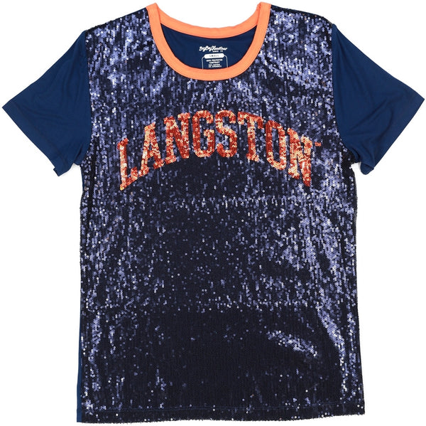 Big Boy Langston Lions S7 Womens Sequins Tee [Navy Blue]