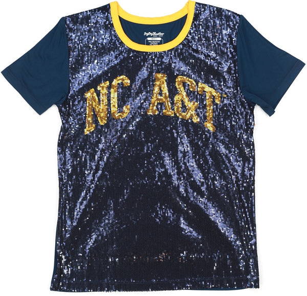Big Boy North Carolina A&T Aggies S7 Womens Sequins Tee [Navy Blue]