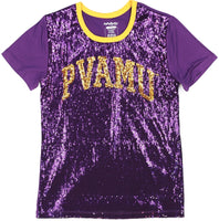 Big Boy Prairie View A&M Panthers S7 Womens Sequins Tee [Purple]