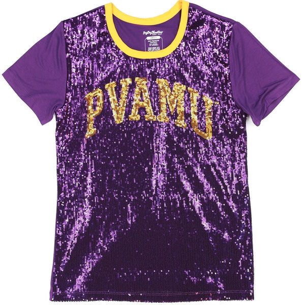 Big Boy Prairie View A&M Panthers S7 Womens Sequins Tee [Purple]