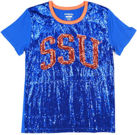 Big Boy Savannah State Tigers S7 Womens Sequins Tee [Royal Blue]