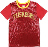 Big Boy Tuskegee Golden Tigers S7 Womens Sequins Tee [Crimson Red]