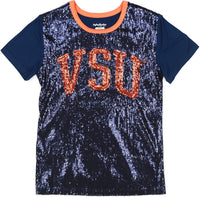Big Boy Virginia State Trojans S7 Womens Sequins Tee [Navy Blue]