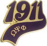 Omega Psi Phi 1911 Tail Lapel Pin [Gold]