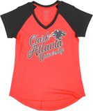 Big Boy Clark Atlanta Panthers S4 Womens V-Neck Tee [Red]