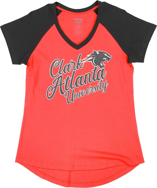 Big Boy Clark Atlanta Panthers S4 Womens V-Neck Tee [Red]