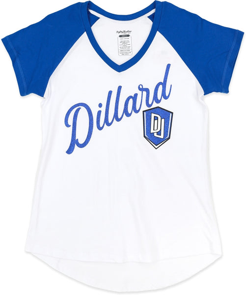 Big Boy Dillard Bleu Devils S4 Womens V-Neck Tee [White]