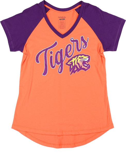 Big Boy Edward Waters Tigers S4 Womens V-Neck Tee [Orange]