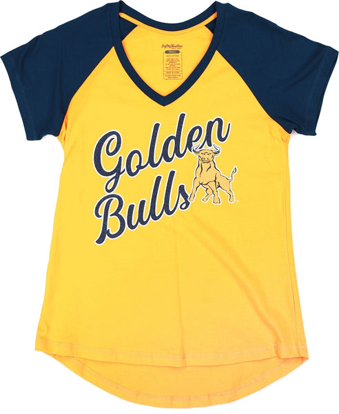 Big Boy Johnson C. Smith Golden Bulls S4 Womens V-Neck Tee [Gold]