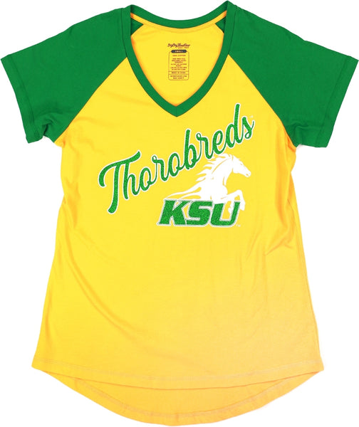 Big Boy Kentucky State Thorobreds S4 Womens V-Neck Tee [Gold]