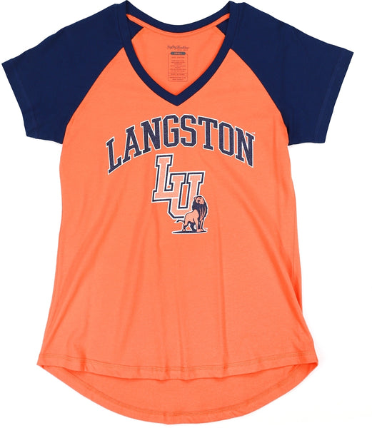 Big Boy Langston Lions S4 Womens V-Neck Tee [Orange]