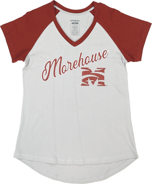 Big Boy Morehouse Maroon Tigers S4 Womens V-Neck Tee [Grey]