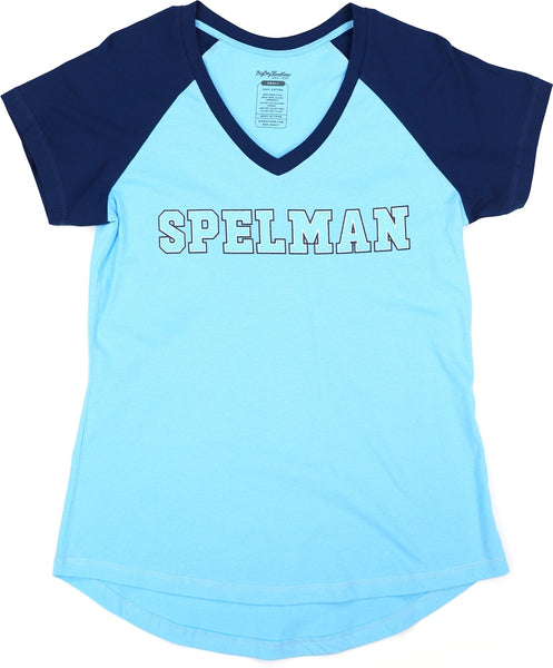 Big Boy Spelman Jaguars S4 Womens V-Neck Tee [Sky Blue]