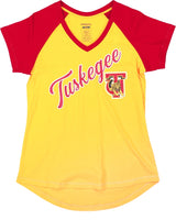 Big Boy Tuskegee Golden Tigers S4 Womens V-Neck Tee [Gold]