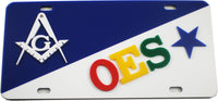 Mason + Eastern Star Two Group Split License Plate [Blue/White]