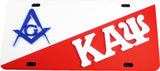 Mason + Kappa Alpha Psi Two Group Split License Plate [White/Red]