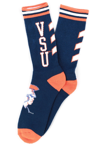 Big Boy Virginia State Trojans S6 Mens Athletic Socks [Navy Blue]