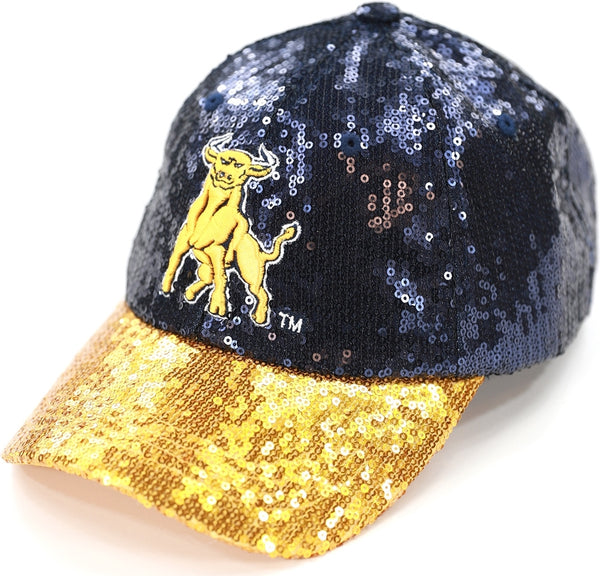 Big Boy Johnson C. Smith Golden Bulls S145 Womens Sequins Cap [Navy Blue]