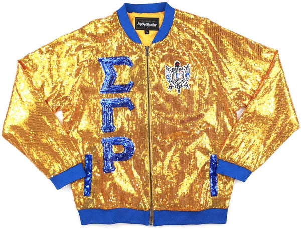 Big Boy Sigma Gamma Rho Divine 9 S4 Sequins Jacket [Gold]