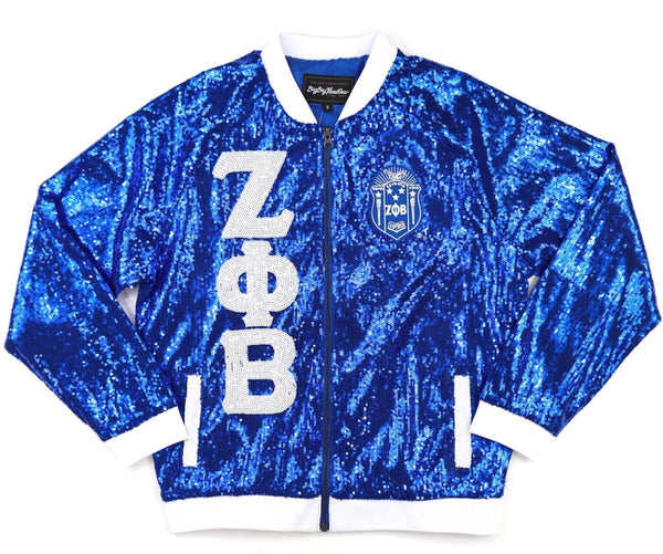 Big Boy Zeta Phi Beta Divine 9 S4 Sequins Jacket [Royal Blue]