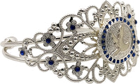 Zeta Phi Beta Dove Crown Filigree Ladies Bangle Bracelet With Stones [Silver]