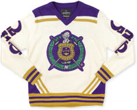 Big Boy Omega Psi Phi Divine 9 S5 V-Neck Sweater [Ivory White]