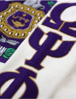 Big Boy Omega Psi Phi Divine 9 S5 V-Neck Sweater [Ivory White]