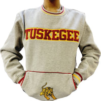 Buffalo Dallas Tuskegee Golden Tigers Chenille Crewneck Adult Unisex Sweatshirt [Grey]