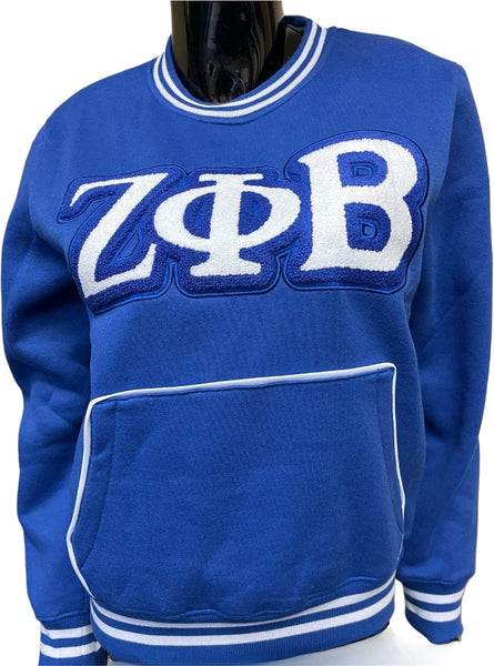 Buffalo Dallas Zeta Phi Beta Chenille Crewneck Sweatshirt [Blue]