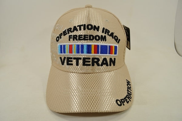 Operation Iraqi Freedom Veteran M005 Shadow Jersey Mesh Mens Cap [Khaki]