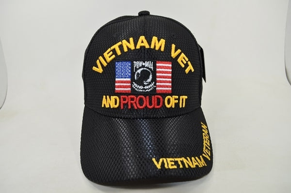 Vietnam Vet And Proud Of It POW MIA Flag M017 Jersey Mesh Mens Cap [Black]