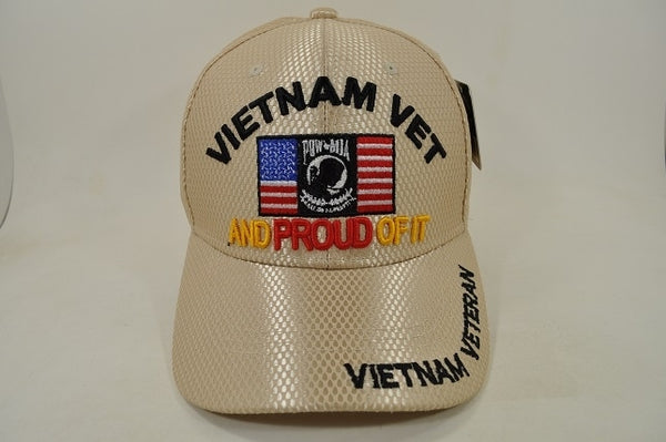 Vietnam Vet And Proud Of It POW MIA Flag M017 Jersey Mesh Mens Cap [Khaki]