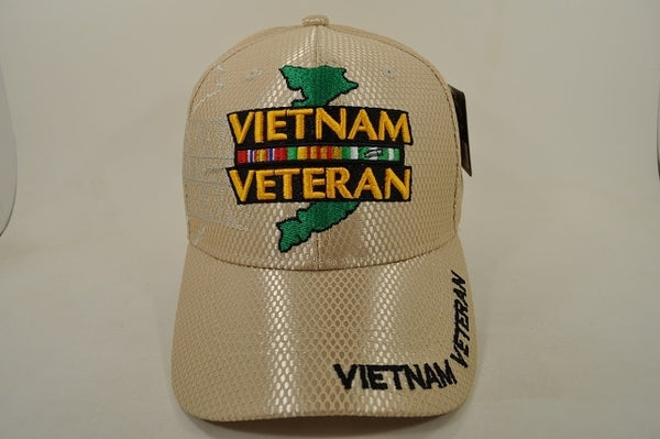 Vietnam Veteran Map M018 Shadow Jersey Mesh Mens Cap [Khaki]