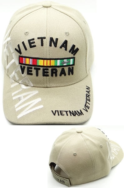 Vietnam Veteran Ribbons M139 Text Shadow Mens Cap [Beige]