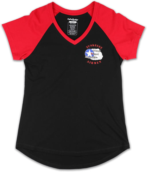 Big Boy Tuskegee Airmen S1 Women V-Neck Tee [Black]