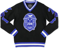 Big Boy Zeta Phi Beta Divine 9 S5 V-Neck Sweater [Black]